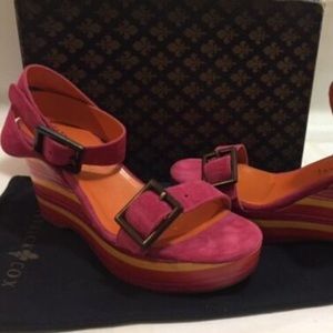 PATRICK COX ITALY PLATFORM HEELS WEDGE LEATHER SUEDE SANDALS SHOE NEW 39 9